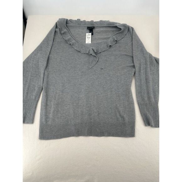 Lane Bryant Sweaters - Lane Bryant Angora Blend Sweater Size 22/24 Gray Soft Ruffle VNeck New With Tags